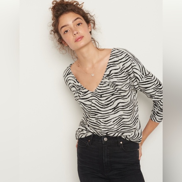 Anthropologie Sweaters - MAEVE Anthropologie Taylor Zebra-Striped Pullover Soft Black White NWT Size XS